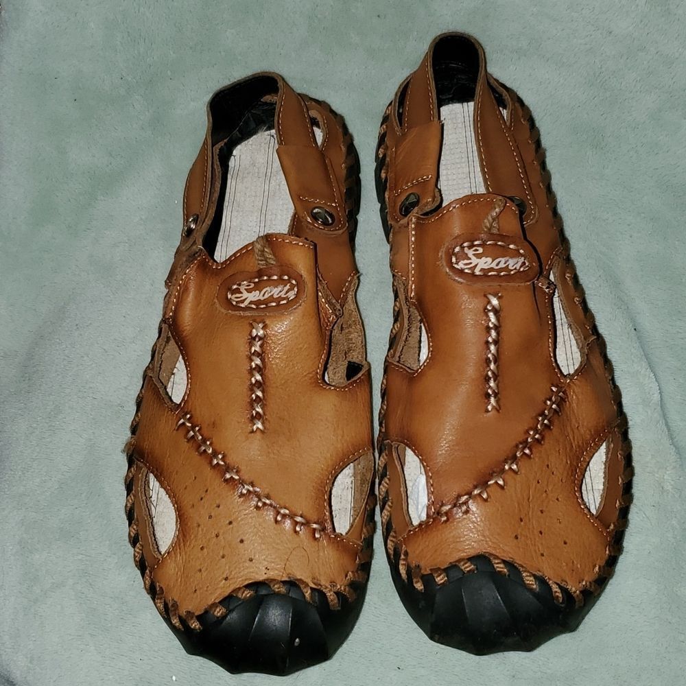 Men's Hand Stitching Leather Non Slip Outdoor Casual Beach Sandals